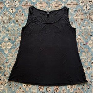 Eileen Fisher black silk scoop neck tank top (size small)